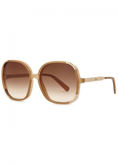 Chloé Myrte Honey Oversized Sunglasses In Light Brown