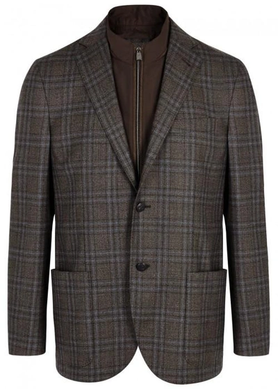 Corneliani Brown Checked Wool Blazer