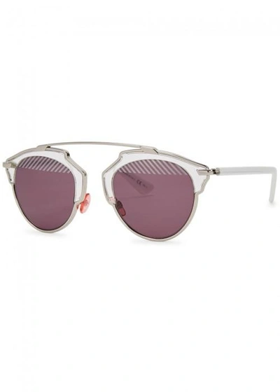 Dior So Real Clubmaster-style Sunglasses In White