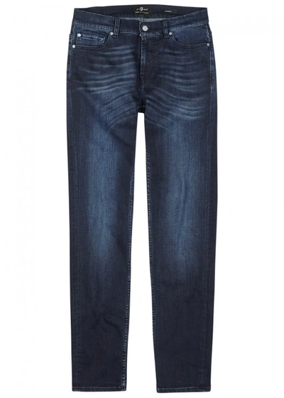 7 For All Mankind Ronnie Luxe Performance Slim-leg Jeans In Dark Blue