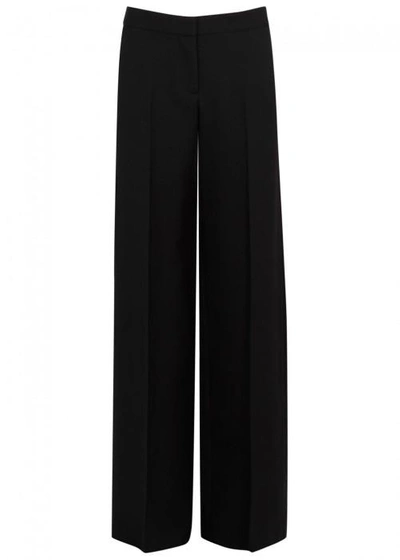 Alexander Mcqueen Black Wide-leg Wool Blend Tuxedo Trousers