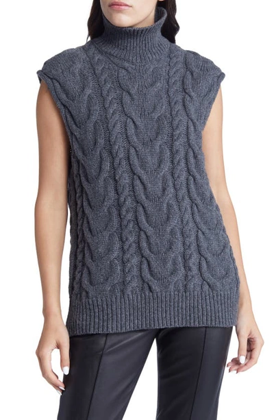 Frame Merino Wool Sleeveless Turtleneck Sweater In Grey