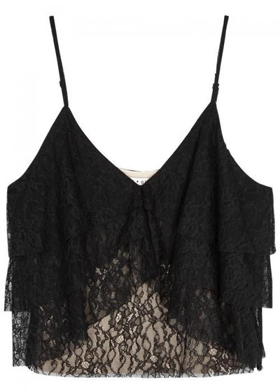 Alice And Olivia Vanessa Cropped Lace Tank In Black