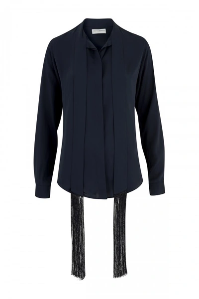 Amanda Wakeley Sinai Midnight Fringe Shirt In Blue