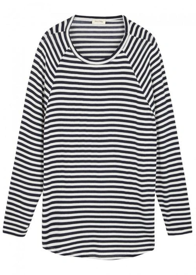 American Vintage Tibodoo Striped Jersey Top In Navy
