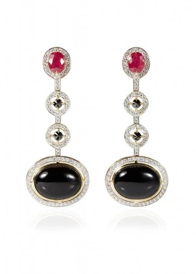 Ara Vartanian Black Quartz Rubies Earrings