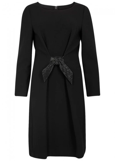 Armani Collezioni Black Crystal-embellished Wool Dress