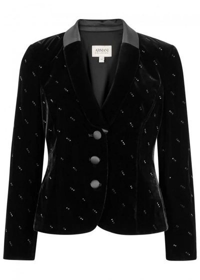 Armani Collezioni Black Embellished Velvet Blazer
