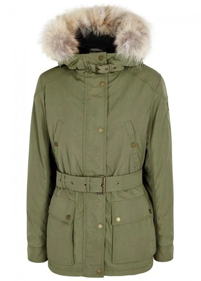 Belstaff Fairlead Fur-trimmed Shell Parka In Khaki