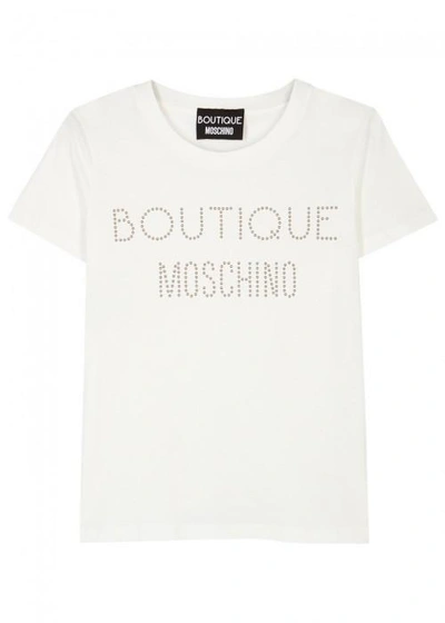 Boutique Moschino Off White Logo Cotton T-shirt