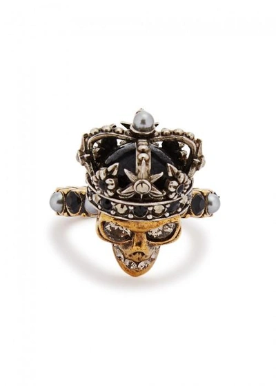 Alexander Mcqueen Swarovski Crystal-embellished Queen Skull Ring In Multicoloured