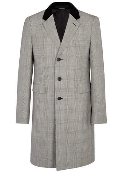 Alexander Mcqueen Prince Of Wales-checked Wool Coat In Ivory