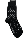 Alexander Mcqueen Black Polka-dot Cotton Blend Socks
