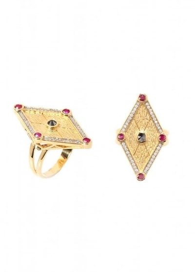 Ara Vartanian Rubies And Diamonds Ring In Yellow Gold