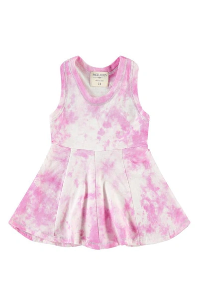 Paigelauren Babies' Tie Dye Splatter French Terry Dress In Pink Lavender Tie Dye