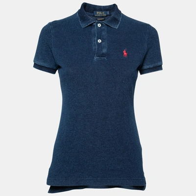 Pre-owned Polo Ralph Lauren Blue Cotton Skinny Polo T-shirt S | ModeSens