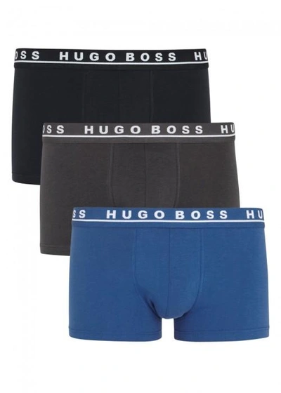 Hugo Boss Stretch Cotton Boxer Briefs - Set Of Three In Blue