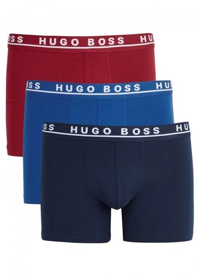 Hugo Boss Stretch Cotton Boxer Briefs - Set Of Three In Red