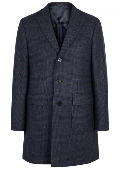 Corneliani Navy Checked Wool Coat