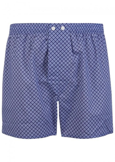 Derek Rose Ledbury Printed Cotton Boxer Shorts In Blue
