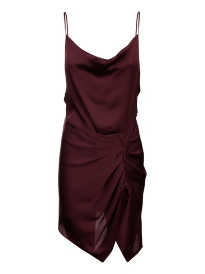 Iro Lipa Draped Asymmetric Dress In Burgundy