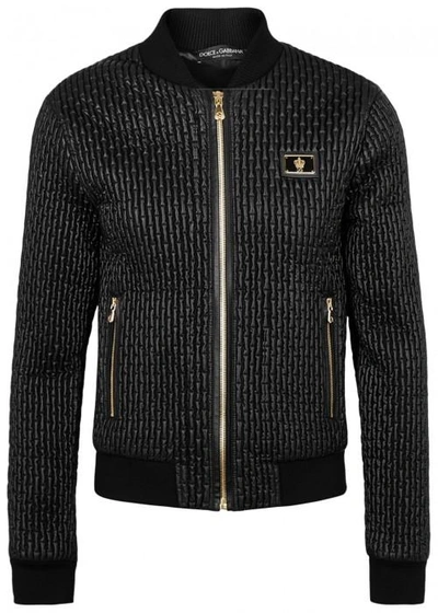 Dolce & Gabbana Black Quilted Satin Bomber Jacket
