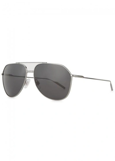 Dolce & Gabbana Gunmetal Aviator-style Sunglasses