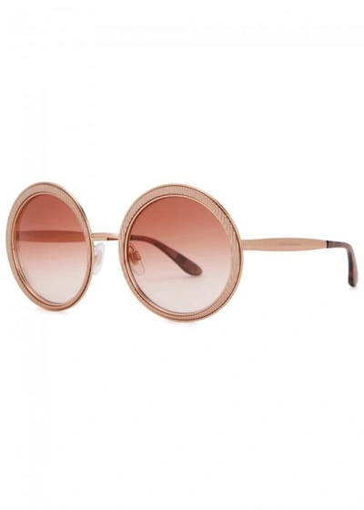 Dolce & Gabbana Rose Gold Tone Round-frame Sunglasses In Pink
