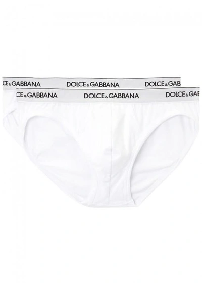 Dolce & Gabbana White Stretch-cotton Briefs - Set Of Two