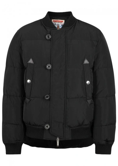 Dsquared2 Black Quilted Shell Bomber Jacket