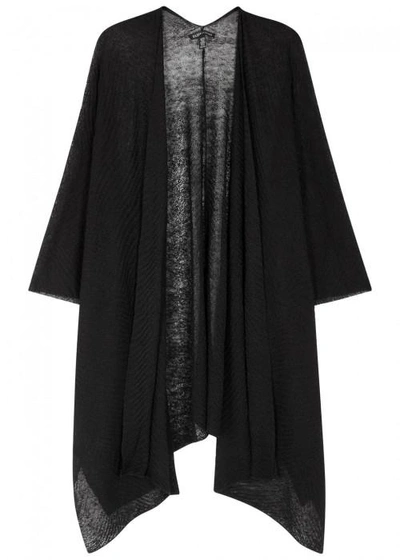 Eileen Fisher Black Draped Fine-knit Shawl