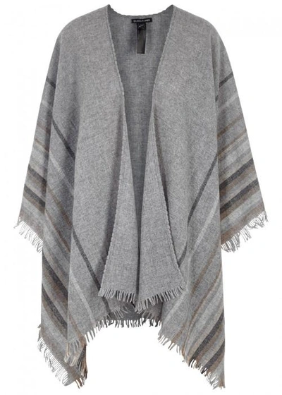 Eileen Fisher Grey Striped Wool Blend Cape