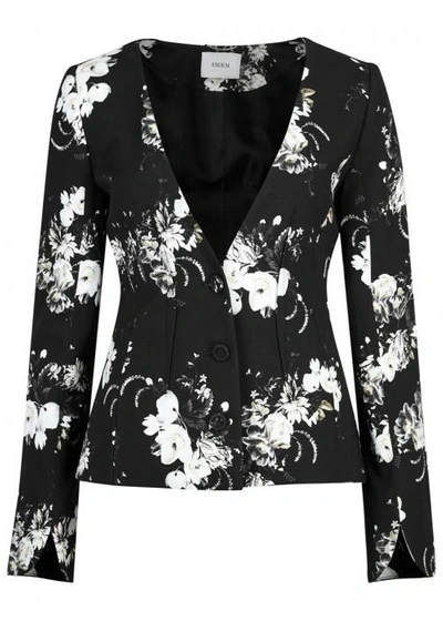 Erdem May Floral-print Jacket In Black