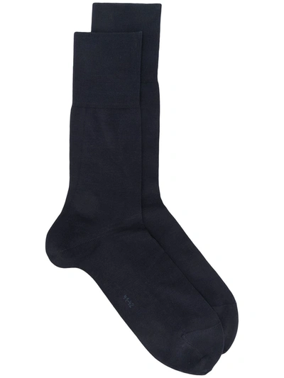 Falke Tiago Navy Stretch-cotton Socks In Dark Navy