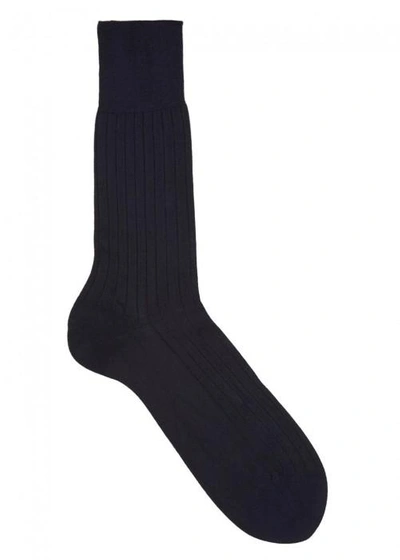 Falke Navy Cashmere Blend Socks
