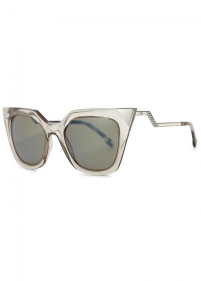 Fendi Iridia Dove Grey Embellished Cat Eye Sunglasses
