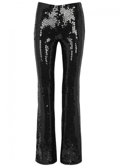 Filles À Papa Fever Flared Sequinnned Trousers In Black