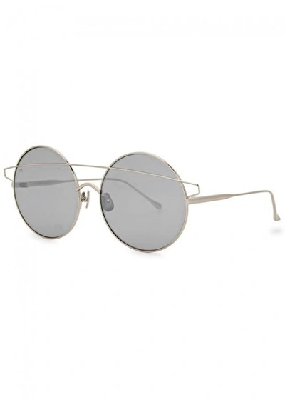 For Art's Sake Mykonos Silver Tone Round-frame Sunglasses
