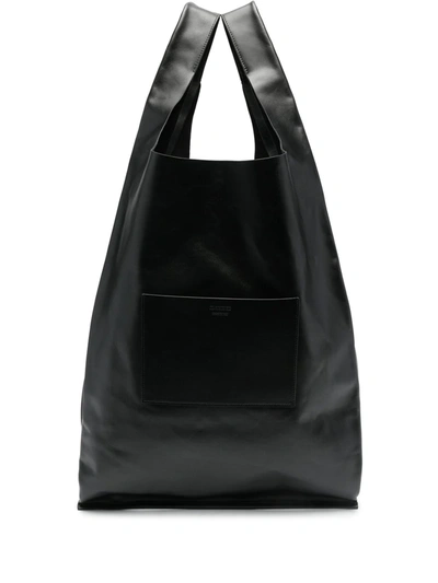 Jil Sander Market Leather Tote Bag In Black | ModeSens