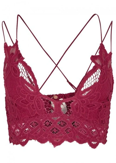 Free People Adella Raspberry Lace Bra Top In Pink