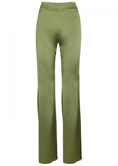 Galvan Olive High-waisted Flared Trousers