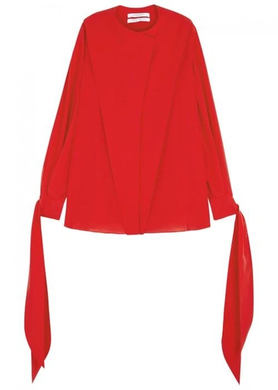 Givenchy Red Draped Silk Blouse