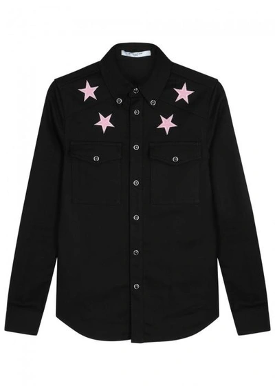 Givenchy Black Star-appliquéd Denim Shirt