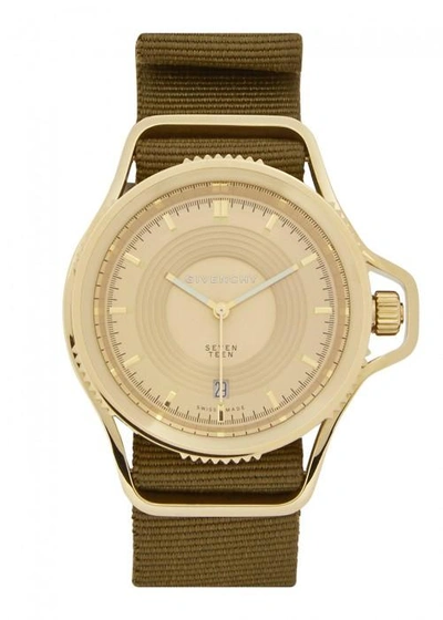 Givenchy Gold Tone Stainless Steel Watch In Olive