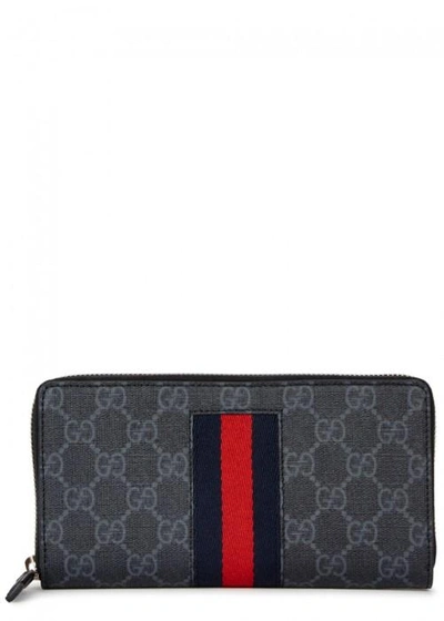 Gucci Charcoal Gg Supreme Wallet In Black