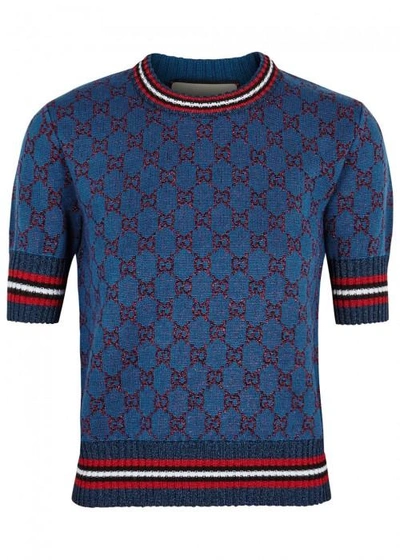 Gucci Gg Wool Blend Jumper In Black And Red