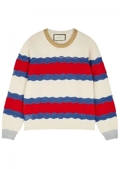 Gucci Lace-panelled Wool Jumper In Multicoloured