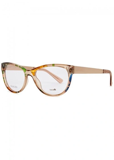 Gucci Printed Cat-eye Optical Glasses In Beige