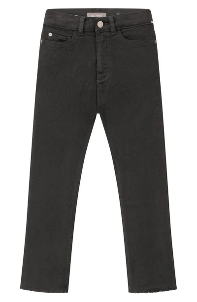 Dl1961 Kids' Raw Hem Straight Leg Jeans In Black Peached