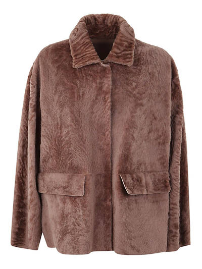 Desa 1972 Reversible Shearling Coat In Walnuts